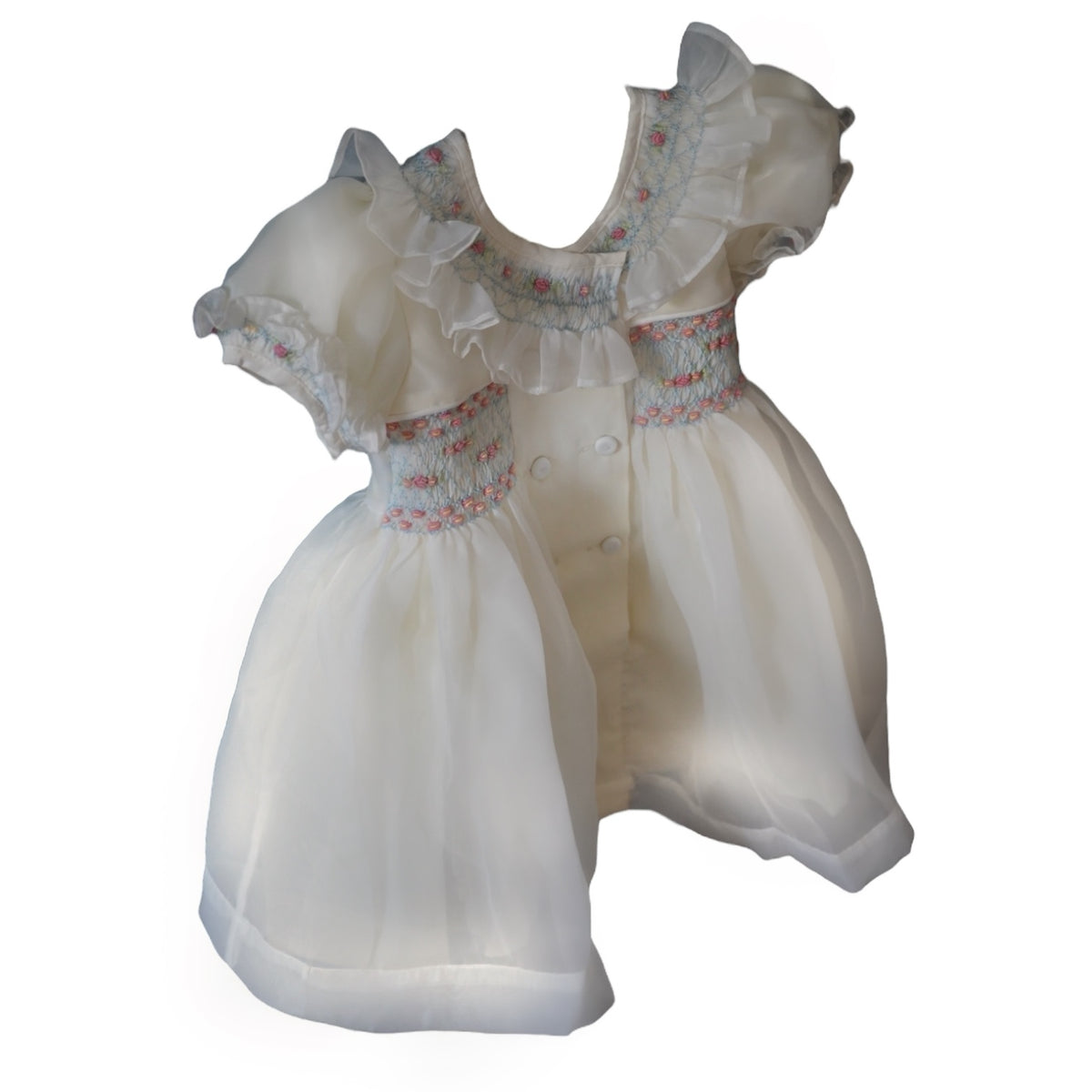 Eleonora White or Ivory Organza Handsmocked Dress – Piccoli & Co ®