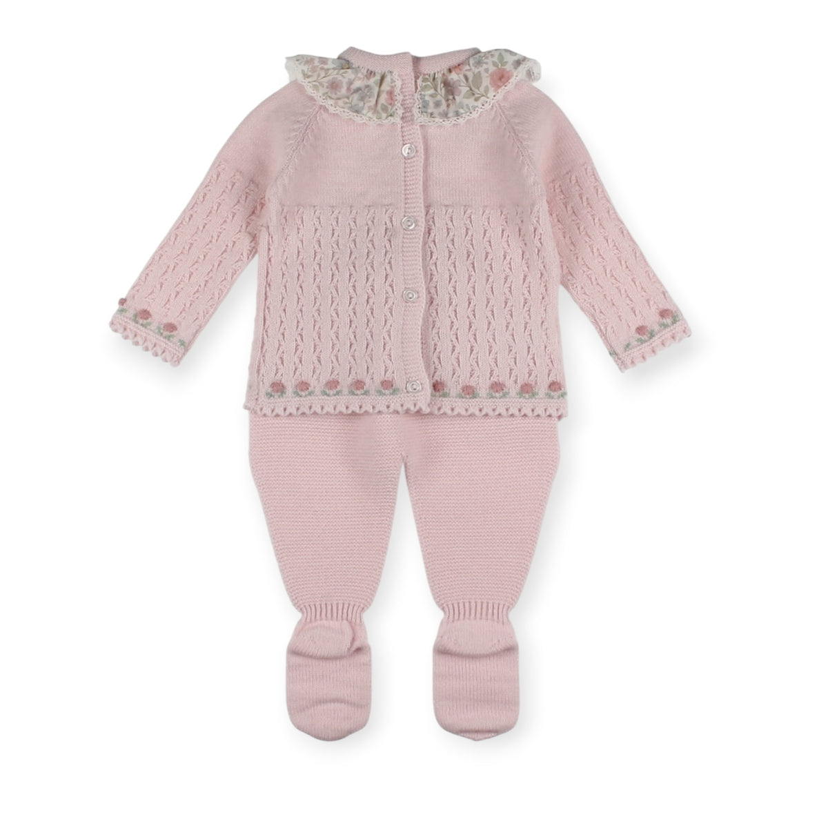 Ditsy Flower Pink Knitted Set with coordinating top and pants