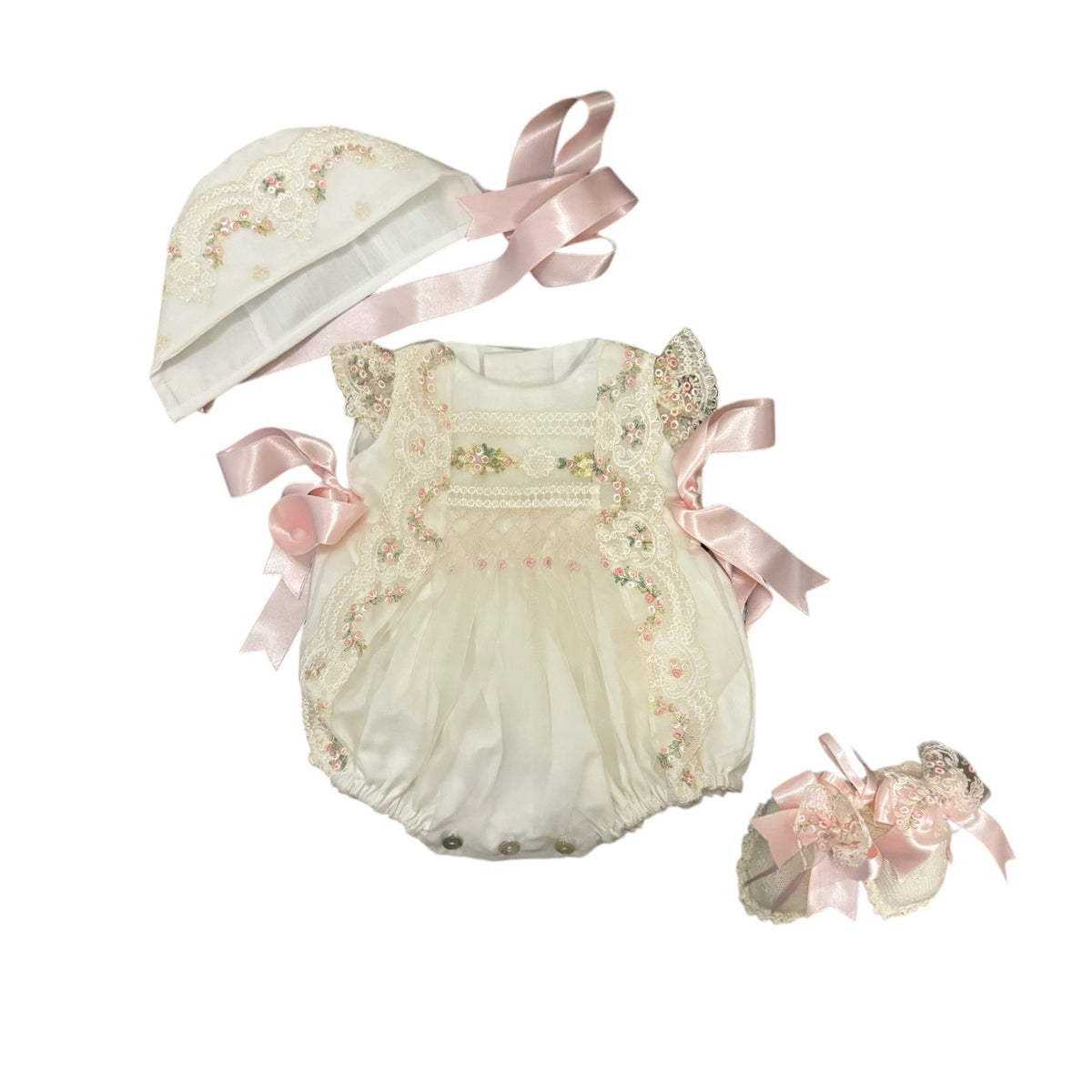 Gingercracker Beige Handsmocked Boy 2-Pc Set