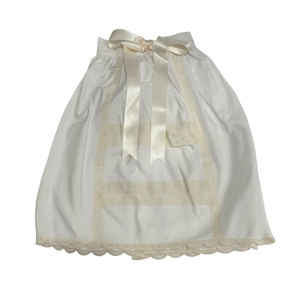 Alternate view of Gladys Pique Faldon Skirt in white or ivory with beige accents