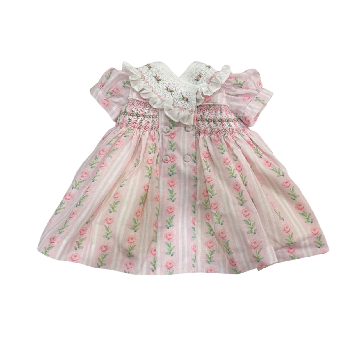 Larissa Floral Pink Garden Handsmocked Dress