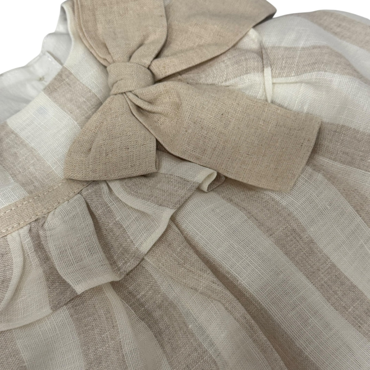 Close-up of beige bow and sailor-inspired detailing on Georgina Girl Dress