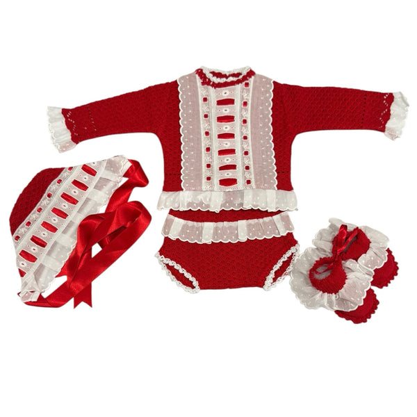 Klaus Red/Ivory 4-piece Knitted Set