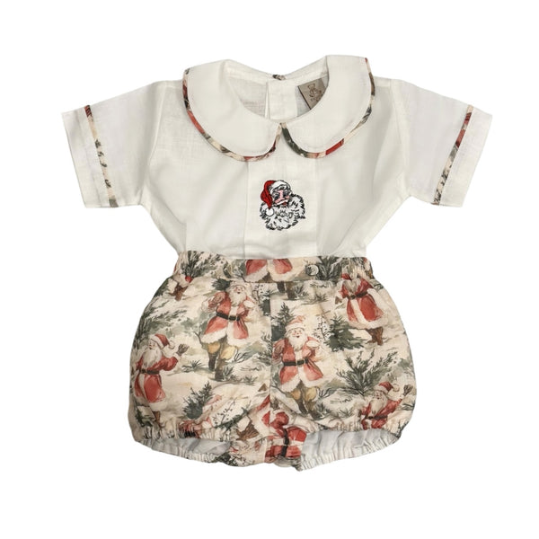 The Santa Claus Boy Christmas Handembroidered 2-Piece Set