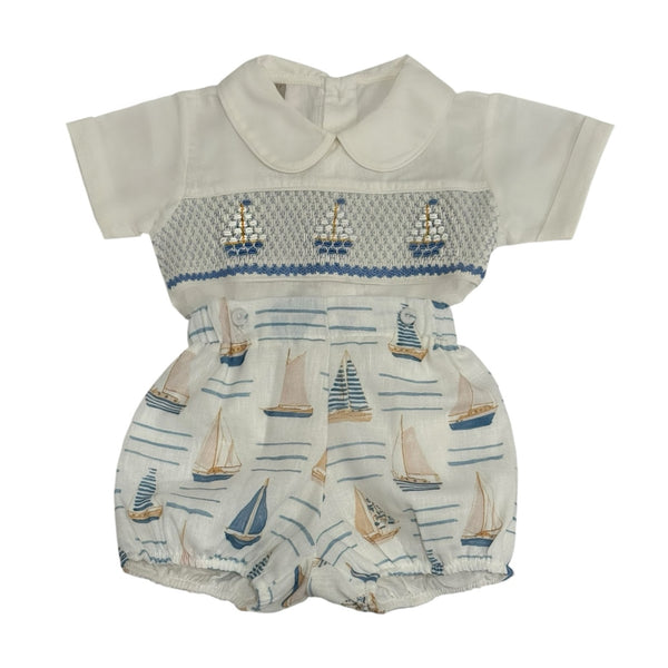 Sailing Handsmocked 2-Piece Boy Shorts Set