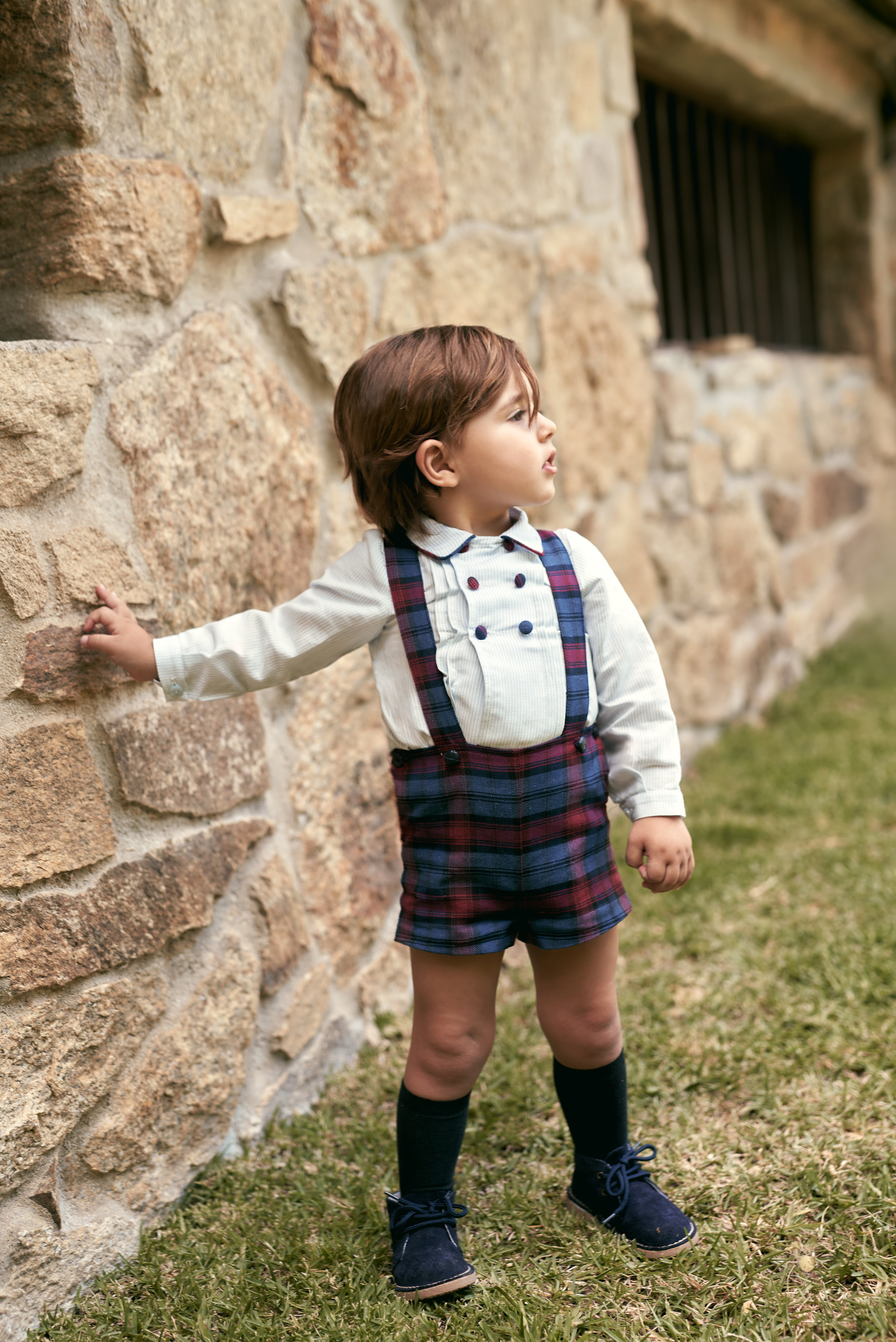 Alternate view of boy wearing Louis Tartan Boy Set