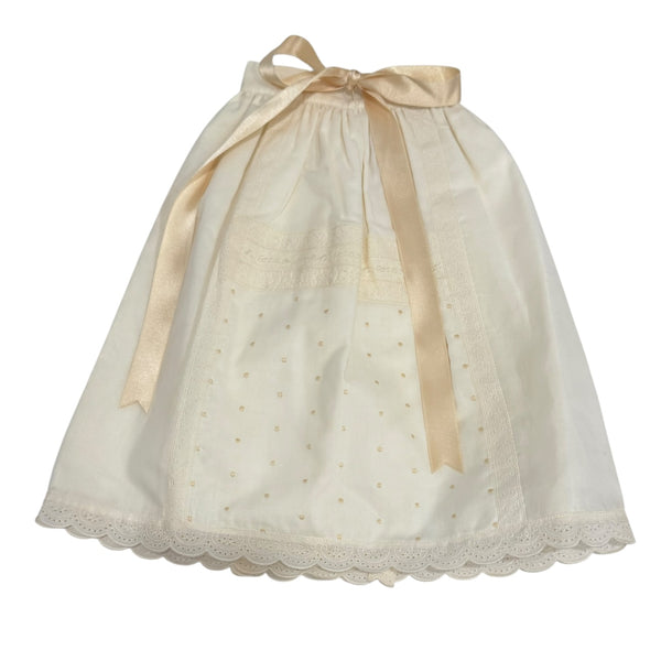 Gabriel Ivory and Beige Lace Faldon Skirt with satin ribbon ties and delicate embroidered detailing