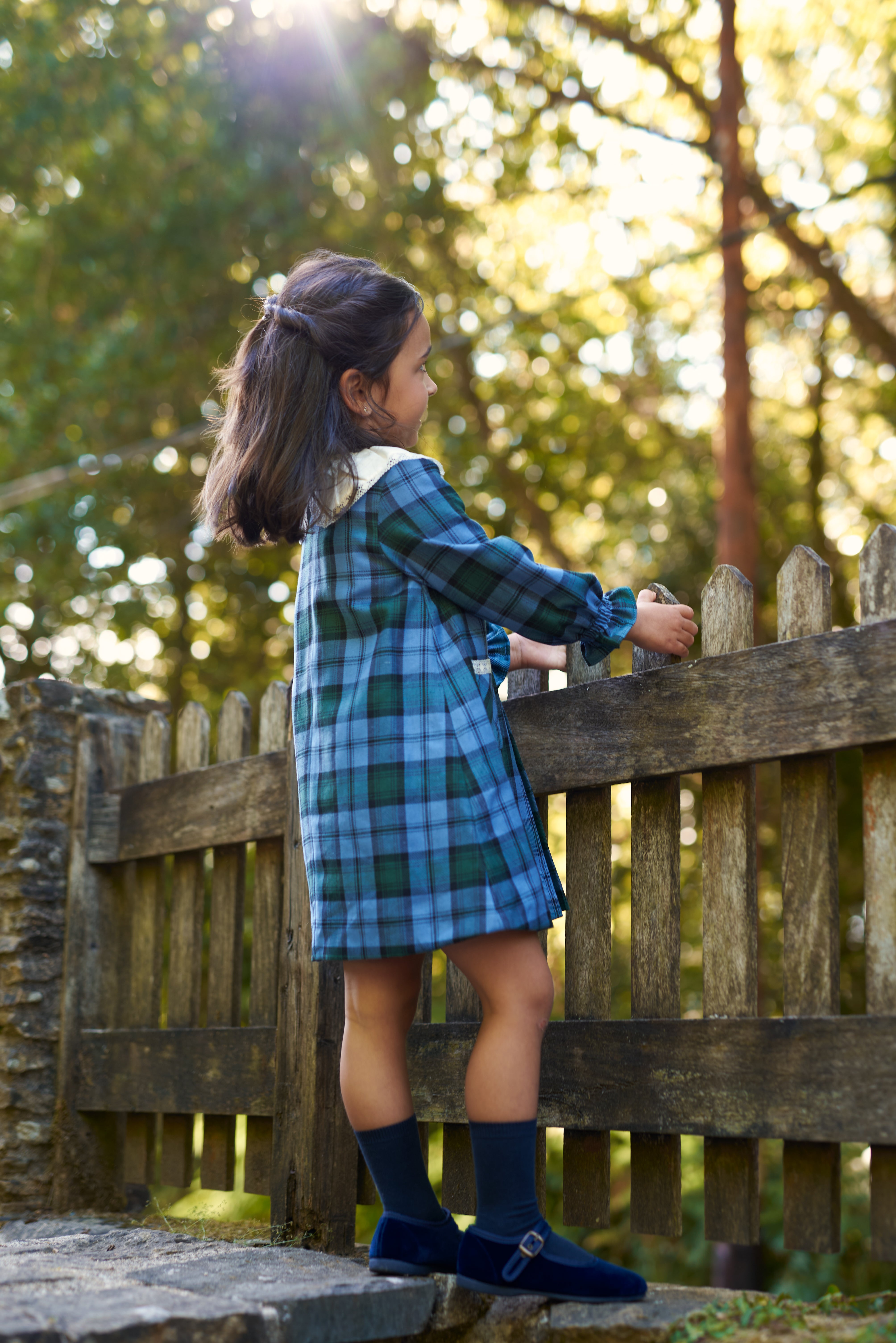 Alternate view of girl wearing Granada Checkered Girl Dress