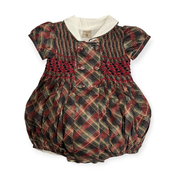 Tartan Luxe Boy Christmas Handsmocked Romper