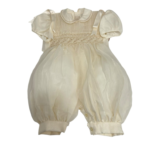 Brice Ivory Boy Handsmocked Romper