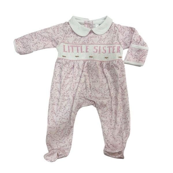 Little Sister Bows Footie Babygrow
