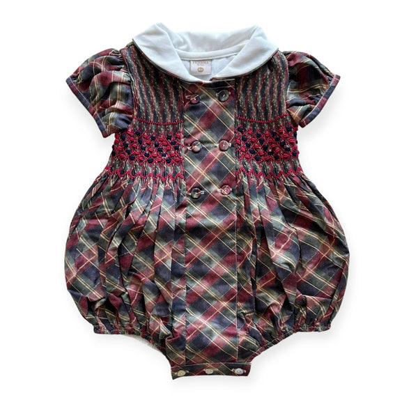 Tartan Luxe Boy Christmas Handsmocked Romper