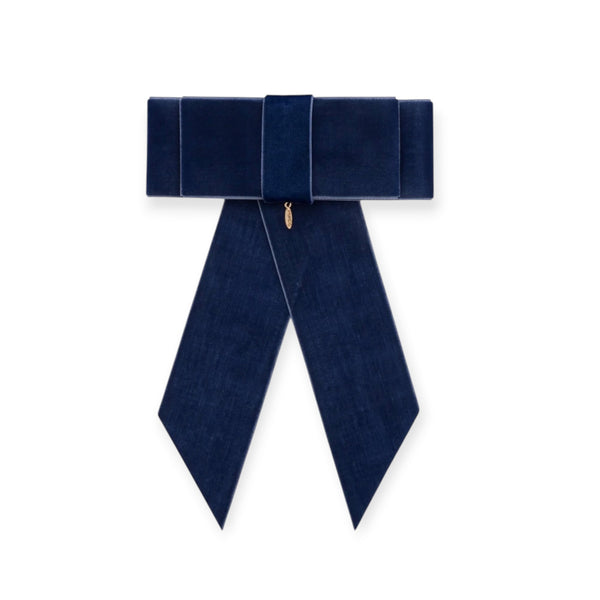 Gala Navy Color Velvet Bow