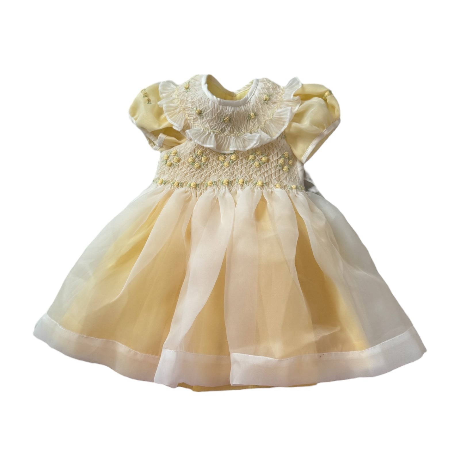 Anastasia Yellow Handsmocked Organza Dress 6 / Yellow