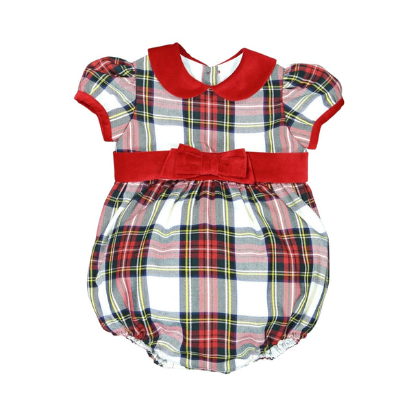 PREORDER Lorenza Tartan Xmas Gift Bow Romper (SHIPS OCTOBER)