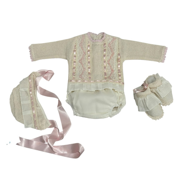 Dawson Handsmocked Cream/Pink 4-Piece Set