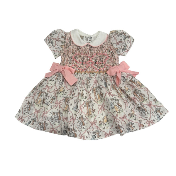 Winnie-The-Pooh Girl Bow Birthday Handsmocked Dress