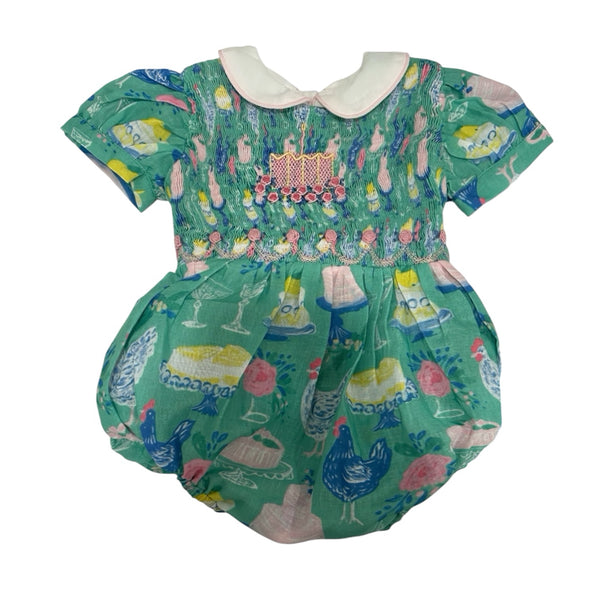 Birthday Green Chicken/Hen Italian Cake Romper