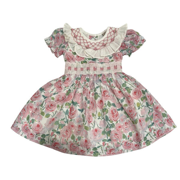 Belen Roses Handsmocked Collar Girl Dress