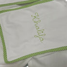 Personalized back detail on Party Animals Green French Knot Set