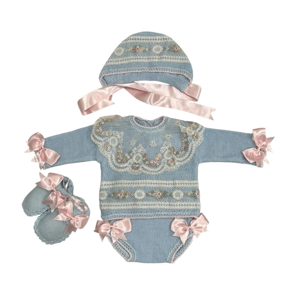 Aida Blue/Pink Floral 4-Piece Set