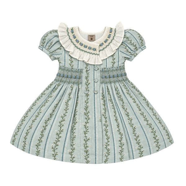 Larissa Blue Garden Handsmocked Dress