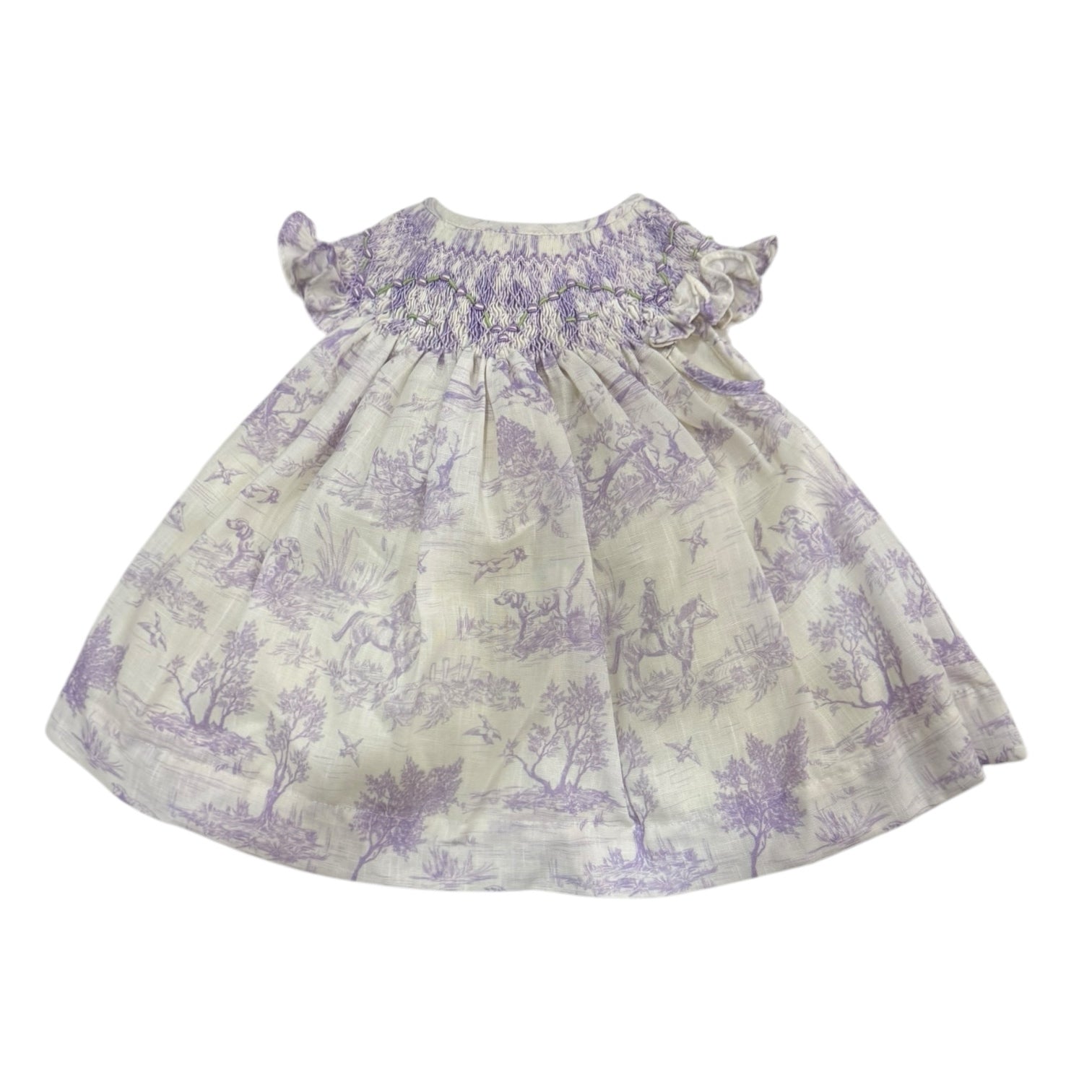 Stephanie Toile de Jouy Lila Handsmocked Dress 24