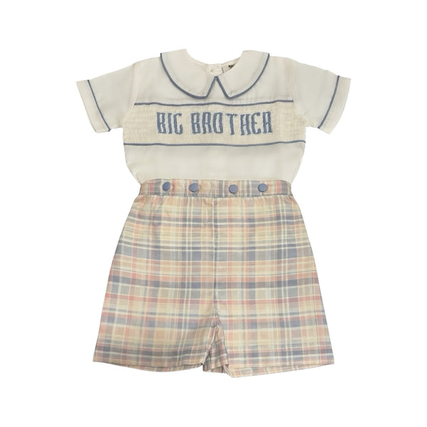 Big Brother Pastel Gingham Handsmocked 2-Pc