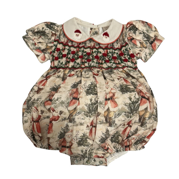 The Santa Claus Christmas Handsmocked Romper