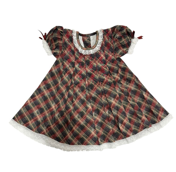 Tartan Luxe Handembroidered Girl Dress