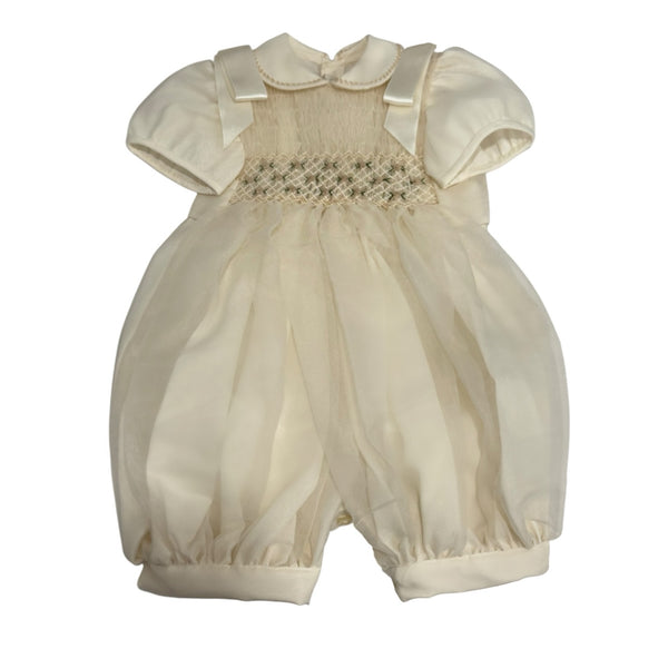 Richard Ivory Boy Handsmocked Romper