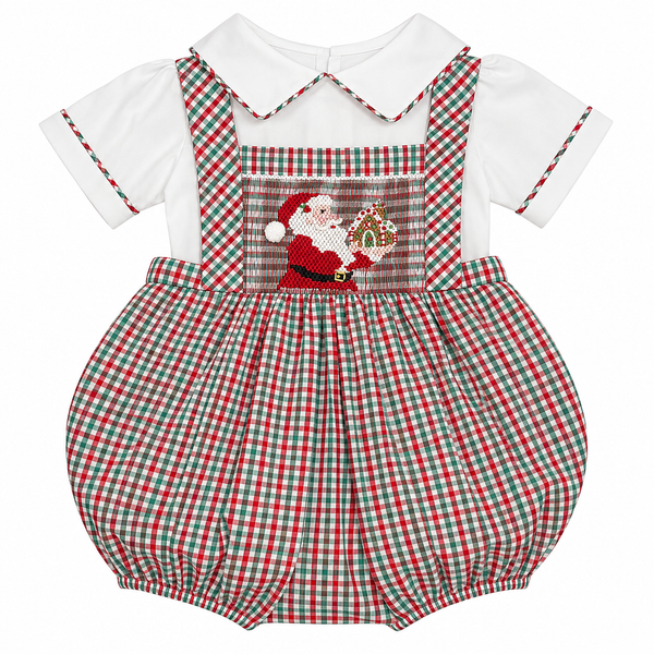 PREORDER Santa Chef Handsmocked 2-Piece Boy Bubble Set (SHIPS NOVEMBER)