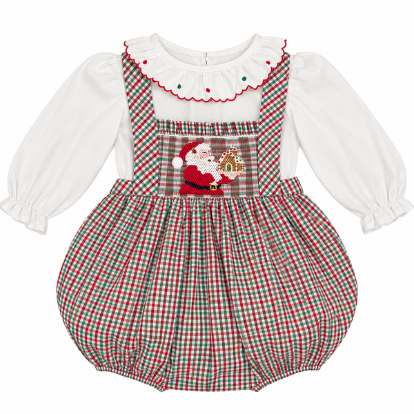 PREORDER Santa Chef Handsmocked 2-Piece Girl Bubble Set (SHIPS NOVEMBER)