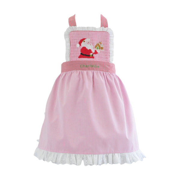 PREORDER Santa Handsmocked Girl Apron (SHIPS IN NOVEMBER)