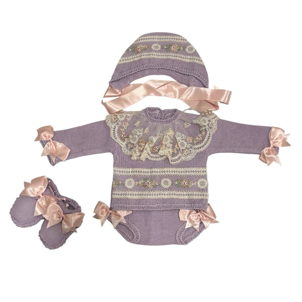 MADE TO ORDER Aida Purple/Pink Floral 4-Piece Set (6-8 weeks after order is placed)