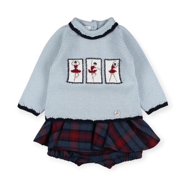 Louis Tartan Ballerina Girl 2-Piece Half-Knitted Set