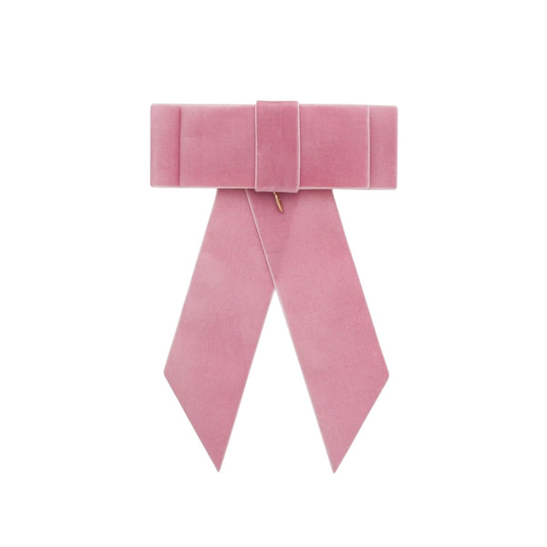 Gala Dusty Pink Velvet Bow with oversized long ribbon tails and soft dusty pink velvet finish
