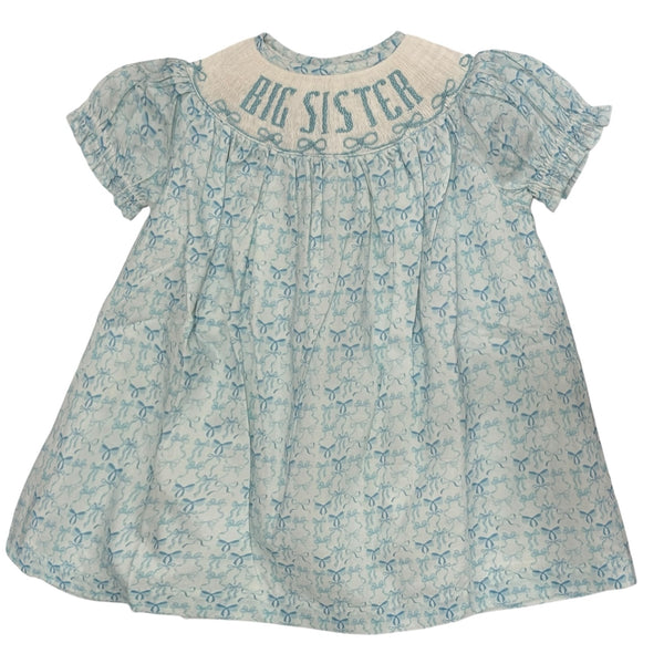 Big Sister Blue Bows Bishop Dress