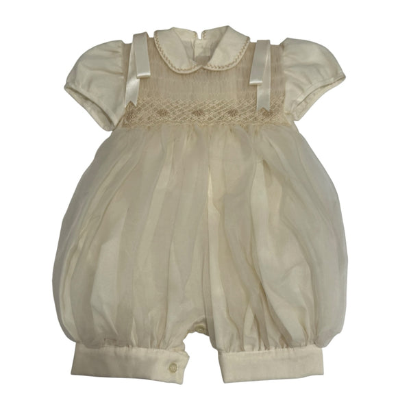 Lionel Ivory Boy Handsmocked Romper