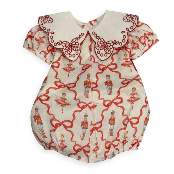 Nutcracker Red Girl Embroidered Collar Bubble