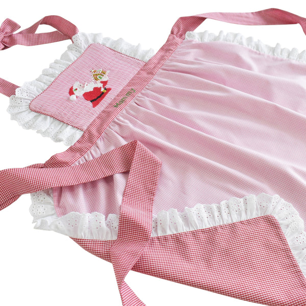 PREORDER Santa Handsmocked Mom Apron (SHIPS IN NOVEMBER)
