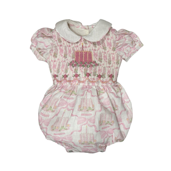 PREORDER Birthday Pink Cake and Bows Romper (SHIPS AUGUST)
