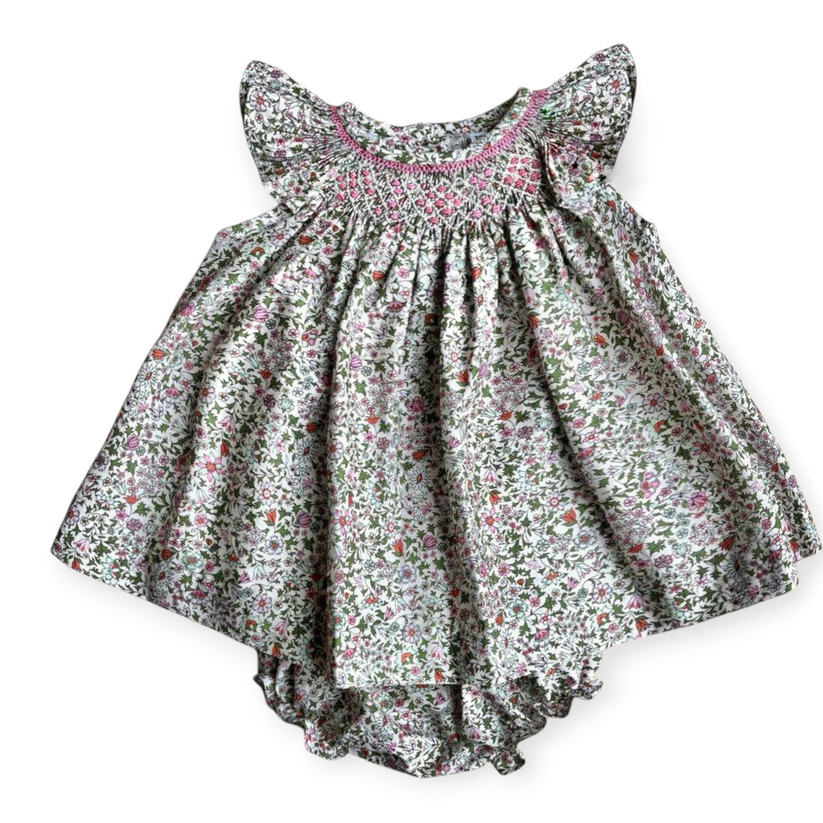 Giselle Florals Handsmocked Girl 2-Piece Set with floral top and coordinating bloomers