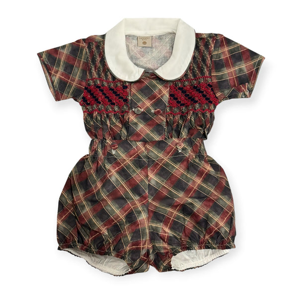 Tartan Luxe Boy Christmas Handsmocked 2-Piece Shorts Set