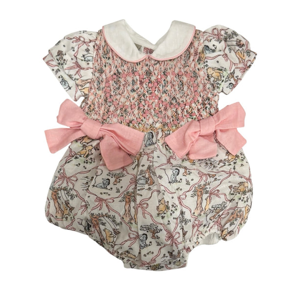 Winnie-The-Pooh Girl Bow Birthday Handsmocked Romper