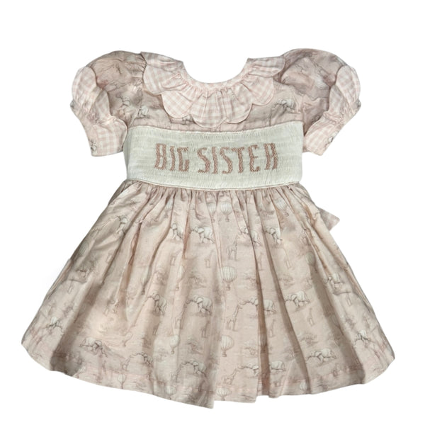 Big Sister Safari Handsmocked Dress