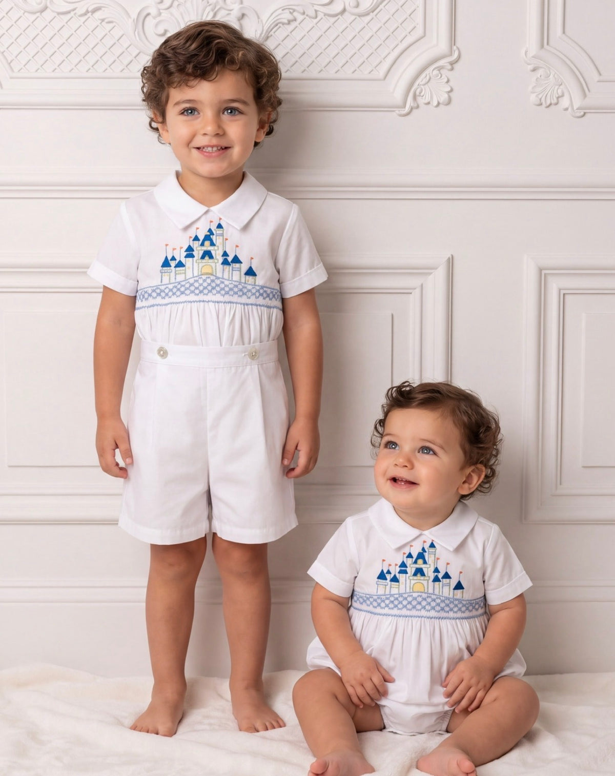 4. Boys wearing Once Upon a Time White Handsmocked outfits
