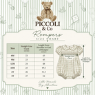 Piccoli&Co Rompers Size Chart