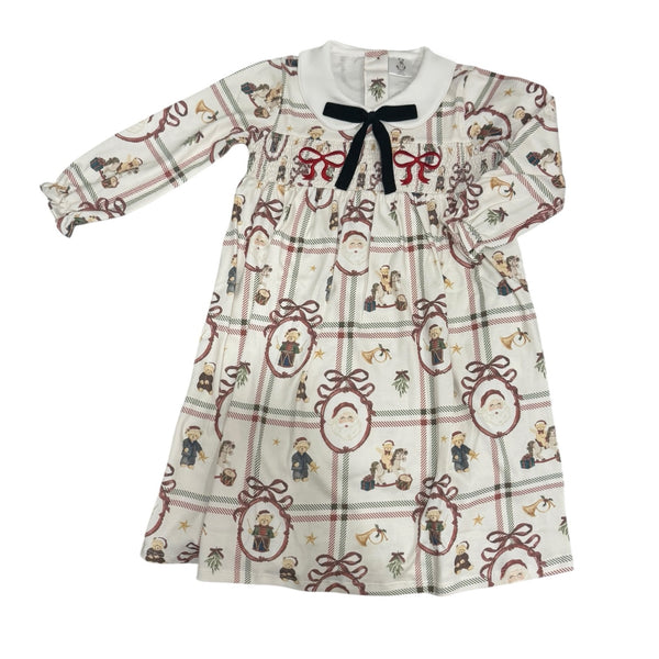 Xmas Festive Bears Girl Smocked Gown