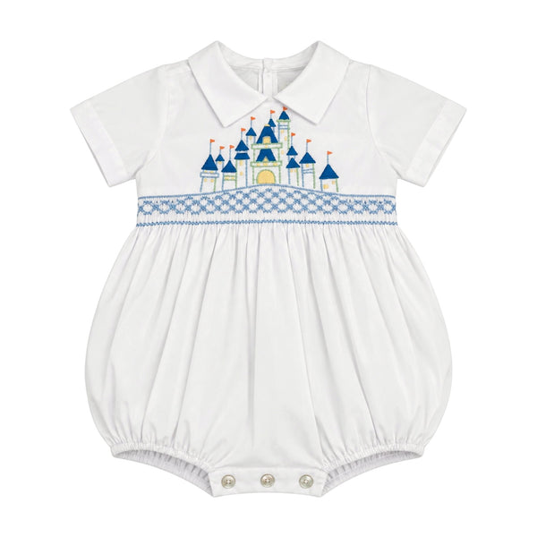 Once Upon a Time White Boy Handsmocked Bubble/Romper